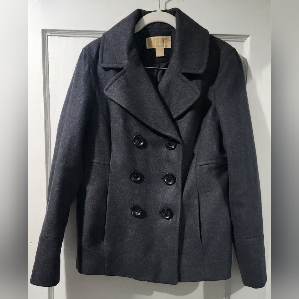 🌷Michael Kors Charcoal Gray Wool Blend Double-Breasted Pea Coat🌷 size: S